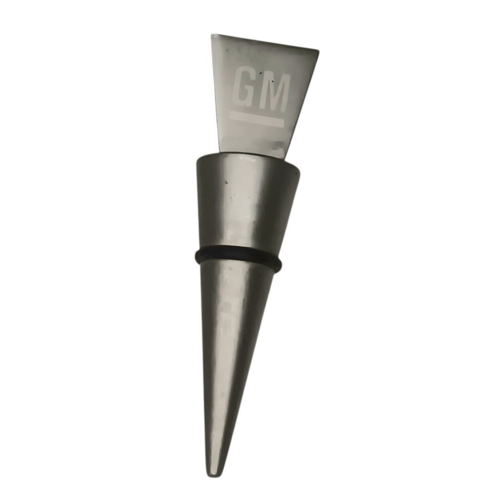 General Motors GM Memorabilia Wine Bottle Stopper Silvertone Metal GM Logo